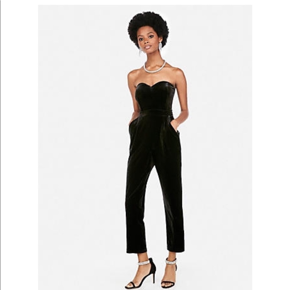 Express Velvet Strapless Jumpsuit
